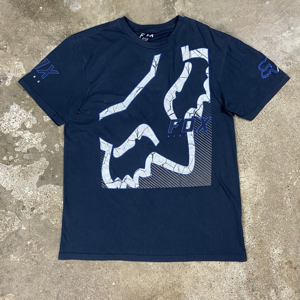 Vintage Y2K Fox Racing T-Shirt Size Medium Black Motor sports BMX Graphic